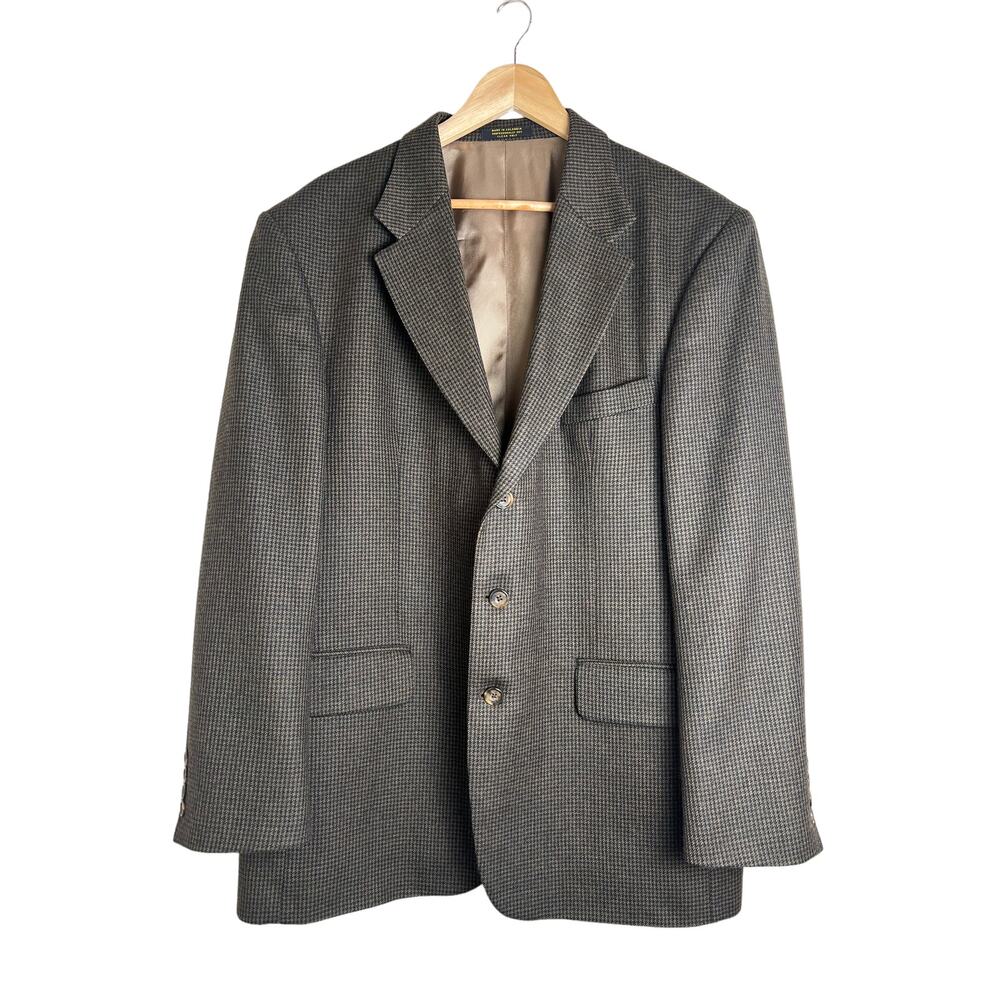 Oscar De La Renta Menswear Men's Brown Herringbone Suit Jacket Wool 44R